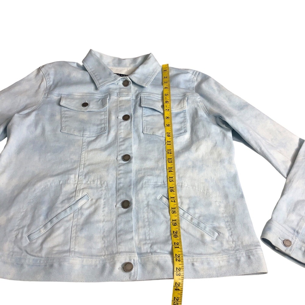 Vintage Y2K Chaps Denim Jacket Womens XL Blue Acid Wash Stretch Western Preppy - Picture 10 of 15